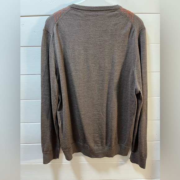 SIMONS Brown & Orange – Italian Extra Fine Merino Wool Sweater XXL - Picture 5 of 9